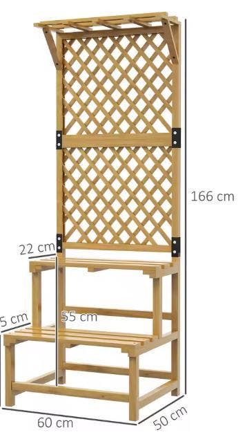 Houten Plantenstandaard 2 Niveaus met Trellis voor Klimplant, Verzenden, Nieuw
