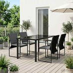 vidaXL Tuin eettafelset 5 pcs Zwart en Anthraciet 140 x 70 x, Verzenden, Nieuw, Textileen