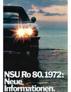 1972 NSU RO 80 BROCHURE DUITS, Nieuw, Author
