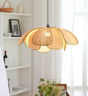 Nordic Handgeweven Lotus Kroonluchter – Retro Lamp met E27, Verzenden, Nieuw