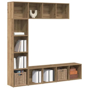 vidaXL Boekenkasten 3 st bewerkt hout artisanaal eikenkleur, Huis en Inrichting, Kasten | Boekenkasten, Verzenden, Nieuw, Overige houtsoorten