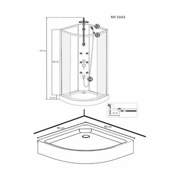 Aanbieding: Complete Douchecabine Jupiter 90X90X225 cm 5Mm, Ophalen of Verzenden, Nieuw