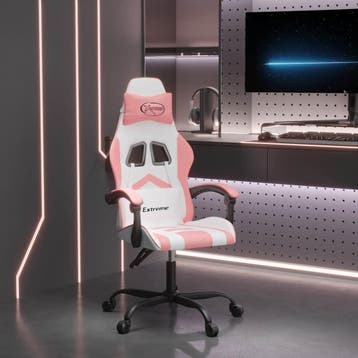 vidaXL Gamestoel kunstleer wit en roze, Verzenden, Nieuw, Roze