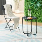 Tuintafel Sandefjord bijzettafel rond metaal 53xØ40 cm zwart, Verzenden, Nieuw