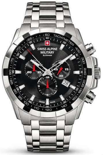 Swiss Alpine Military 7043.9137 heren horloge 46 mm, Sieraden, Tassen en Uiterlijk, Horloges | Heren, Overige merken, Staal, Verzenden