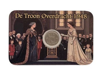 Nederland. Wilhelmina. 10 Cent 1948 Coincard De troon