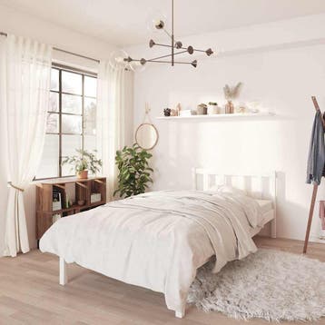 vidaXL Bedframe massief grenenhout wit 90x190 cm, 90 cm, Eenpersoons, Verzenden, Wit