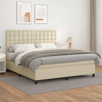 vidaXL Boxspring met matras kunstleer crèmekleurig 180x200, Huis en Inrichting, Overige materialen, Eenpersoons, Verzenden, Nieuw