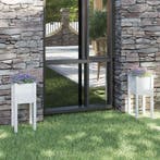 vidaXL Plantenbakken 2 st 31x31x70 cm massief grenenhout wit, Verzenden, Minder dan 60 cm, Nieuw, 60 cm of meer