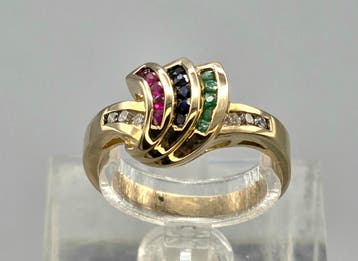 Gouden ringen! Keuze uit 850 Antieke en Vintage sieraden., Goud, Ring, Met edelsteen
