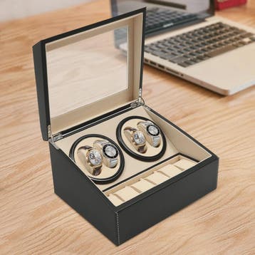 Automatische Horlogedoos met 4 Winding & 6 Opbergvakken - PU, Verzenden, Nieuw