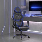 vidaXL Gamestoel met voetensteun kunstleer zwart en blauw, Verzenden, Nieuw, Blauw