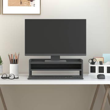 vidaXL Monitorstandaard 50x24x16 cm massief grenenhout grijs, Verzenden, Nieuw