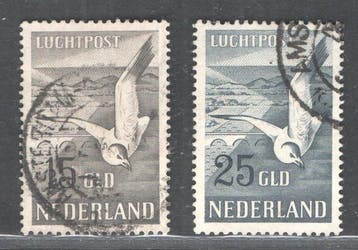 Nederland 1951 - Luchtpost - Zeemeeuwen 15 GLD/25 GLD -, Gestempeld