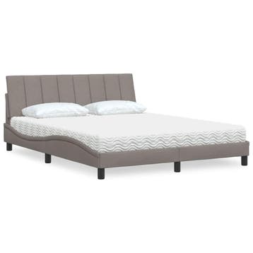 vidaXL Bed met matras Hanko stof taupe 160x200 cm, Verzenden, 200 cm, Stof, 160 cm