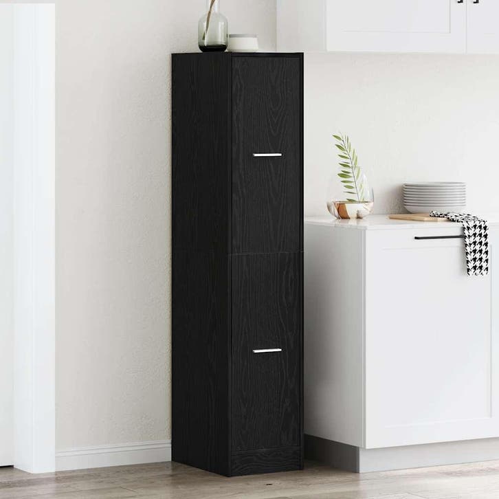 vidaXL Apothekerskast Zwart Eiken 30x41x144,5 cm Bewerkt, Huis en Inrichting, Kasten | Overige, Nieuw, Verzenden