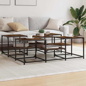 vidaXL Salontafel 121x121x40 cm bewerkt hout gerookt, Huis en Inrichting, Tafels | Salontafels, Verzenden, Nieuw, Overige houtsoorten