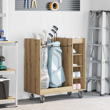 vidaXL Golfkast met wiel Effen Artisan Eiken 90 x 45 x 98 cm, Sport en Fitness, Verzenden, Nieuw