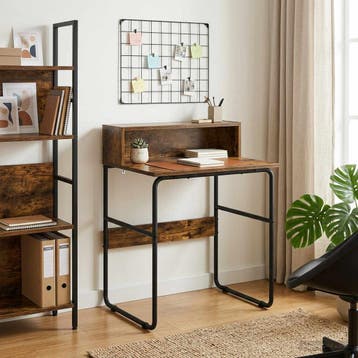 vidaXL Bureau met opbergruimte Gerookt eiken 60 x 50 x 91 cm, Verzenden, Nieuw