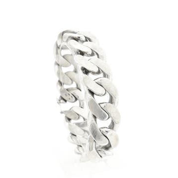 Massief zilveren gourmet schakelarmband, Sieraden, Tassen en Uiterlijk, Armbanden, Ophalen of Verzenden, Gebruikt, Zilver, Zilver