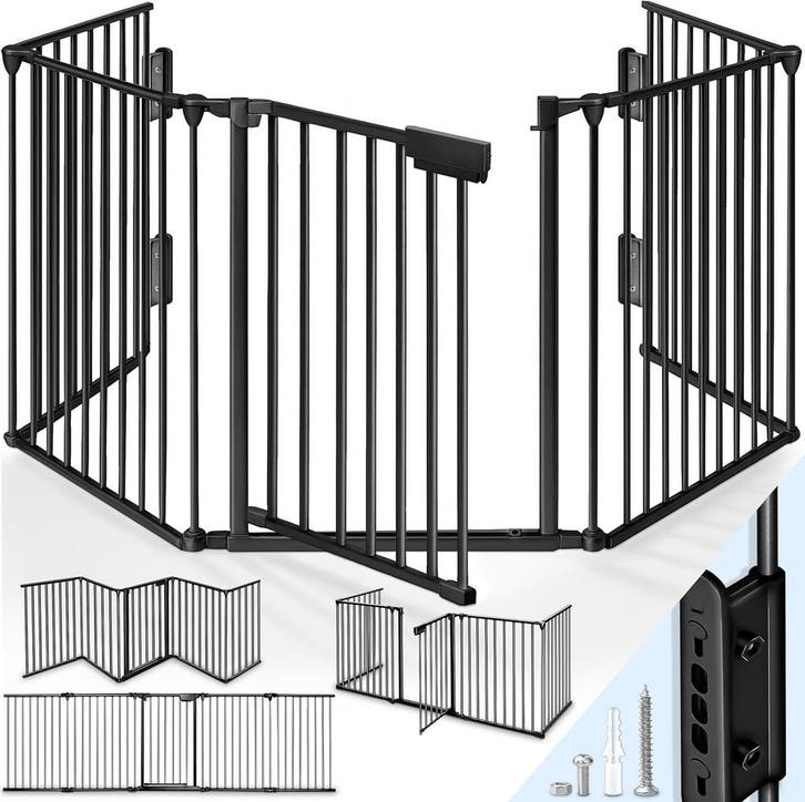 Veiligheidshek - Haardscherm - Hondenhek - 600 cm - Zwart -, Tuin en Terras, Tuinpoorten, Zo goed als nieuw, Verzenden