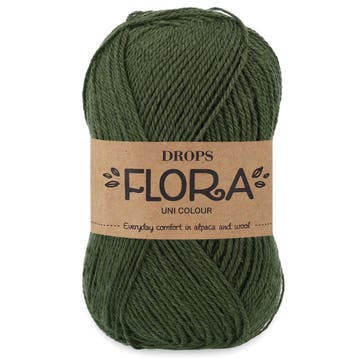 DROPS Flora Uni Colour - 32 donkergroen - Wol Garen, Ophalen of Verzenden, Nieuw