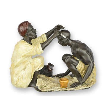 A BRONZE SCULPTURE OF AN ARAB BARBER SCENE (Interieur), Verzenden, Nieuw
