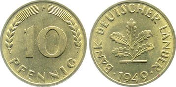 Duitsland 10 Pfennig Bdl 1949 F bfr J 378, Verzenden