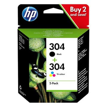 HP 304 (3JB05AE) dubbelpak zwart + kleur Inktcartridge, Verzenden, Nieuw, Cartridge, HP