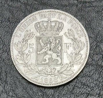 België. Leopold II. 5 Francs 1868 (Zonder minimumprijs)