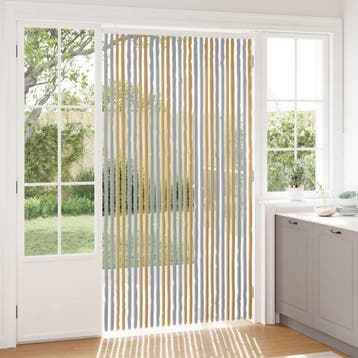 vidaXL Insecten Gordijn Chenille Grijs en Beige 118 x 220 cm, Huis en Inrichting, Verzenden, Nieuw, Grijs
