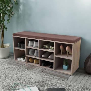 vidaXL Schoenenbank met 10 vakken eikenkleurig, Huis en Inrichting, Banken | Voetenbanken en Poefen, Verzenden, Nieuw