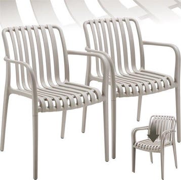 2dekans | tectake® Set van 2 Tuinstoelen Alcudia - Taupe -, Ophalen of Verzenden, Zo goed als nieuw