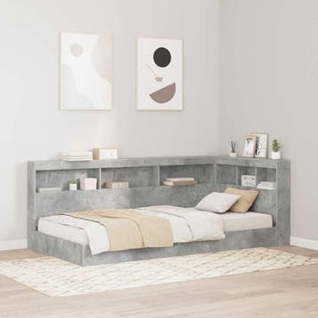 vidaXL Opberghoofdbord met plank Beton Grijs 90 cm Bewerkt, Verzenden, Nieuw, Grijs, Hout