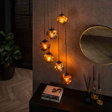 Hanglamp Petra - 6-lichts - Amber Mix (Internet retour), Ophalen of Verzenden, Nieuw