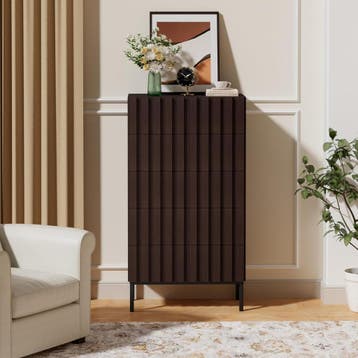 Commode - Dressoir - Ladekast - 60x34,5x110 cm - Bruin - UEV, Verzenden, Zo goed als nieuw