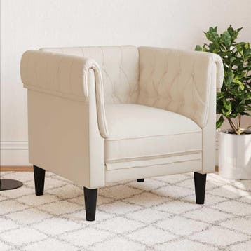 vidaXL Fauteuil Chesterfield-stijl linnen, Verzenden, Nieuw, Eenpersoons, Stof