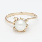 Ring - 18 karaat Geel goud Parel, Nieuw