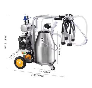 Elektrische Koe Melkmachine 25L met Vacuümpomp en Kar, Verzenden