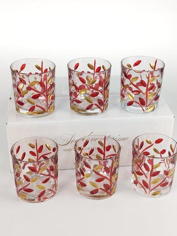 Secoloventesimo - Drinkservies (6) - Bladeren roodgouden