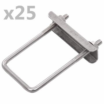 vidaXL U-verbinding voor hekpaal 25 sets 60x40 mm, Verzenden, Nieuw