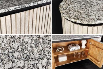 Massief dressoir ADLON 170 cm grijs geborsteld mangohout met, Ophalen of Verzenden, Nieuw