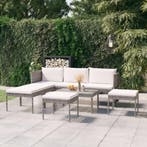 vidaXL 6-delige Loungeset met kussens poly rattan grijs, Tuin en Terras, Tuinsets en Loungesets, Verzenden, Nieuw, Loungeset