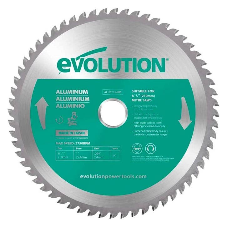 Zaagblad Evolution 210mm voor Aluminium | A210TCT-60CS, Doe-het-zelf en Verbouw, Gereedschap | Machine-onderdelen en Toebehoren