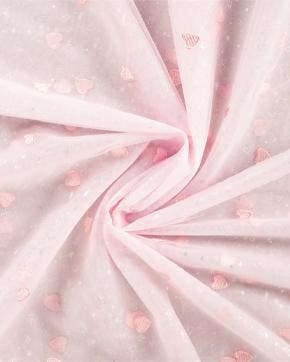 Tule Mesh Hartjes Zacht Roze, Hobby en Vrije tijd, Stoffen en Lappen, Nieuw, Roze