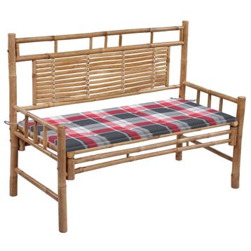 vidaXL Tuinbank met kussen 120 cm bamboe, Verzenden, Nieuw, Hout