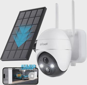 ieGeek 5MP Draadloze Buitencamera met Zonnepaneel - 360° Pan, Verzenden, Nieuw