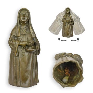 Bronzen tafelbel figuur van een non (Beeldjes - Decoratie), Verzenden, Nieuw