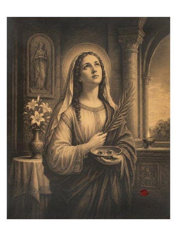 Sint Lucia – Licht van het Geloof / Druk op leer -