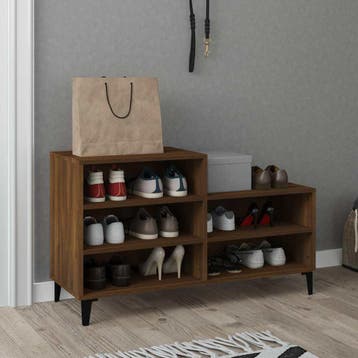 vidaXL Schoenenkast 102x36x60 cm bewerkt hout bruin, Huis en Inrichting, Verzenden, Nieuw